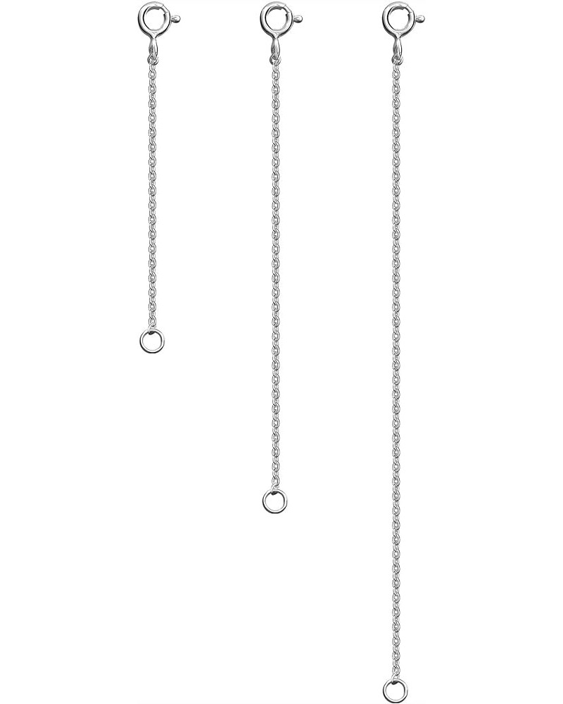 Sterling Silver Necklace Extender Chain Lightweight 3 Pcs 925 Sterling Silver Necklace Extender Extension BOX and Cable Chain...