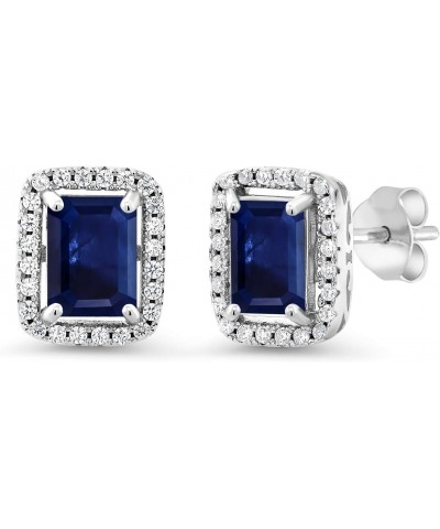 925 Sterling Silver Blue Sapphire Earrings For Women (2.90 Cttw, Gemstone Birthstone, 8X6MM Emerald Cut) $25.30 Earrings