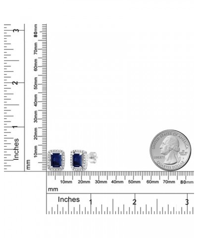 925 Sterling Silver Blue Sapphire Earrings For Women (2.90 Cttw, Gemstone Birthstone, 8X6MM Emerald Cut) $25.30 Earrings