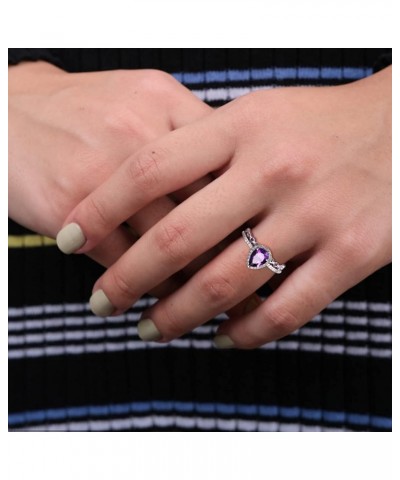 Shining Crystal Ring Kits Fashion Drop Shape Zirconia Rings Set Amethyst Teardrop Ring Engagement Wedding Ring Sets 6 Purple ...