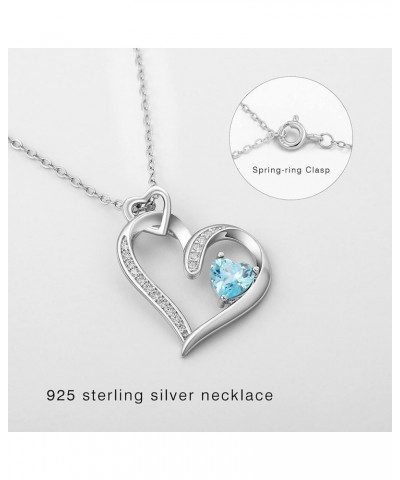 Love Heart Birthstone Necklace for Women, S925 Sterling Silver Heart Jewelry for Women Girls Mothers Silver Heart Necklace Bi...