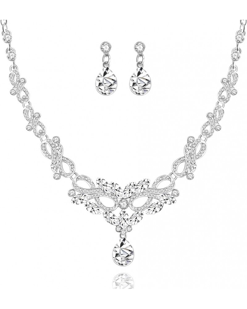 Alloy Crystal Wedding Jewelry Sets for Brides Rhinestone Necklace and Drop Earrings Platinum Plated Y644 Y644-CA624 $7.27 Jew...