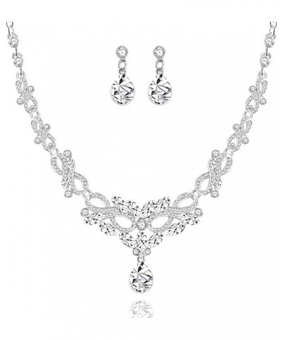 Alloy Crystal Wedding Jewelry Sets for Brides Rhinestone Necklace and Drop Earrings Platinum Plated Y644 Y644-CA624 $7.27 Jew...