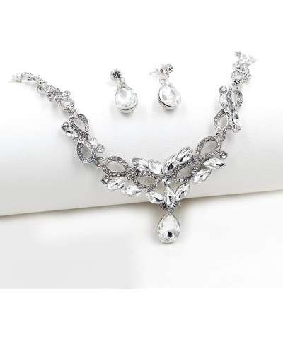 Alloy Crystal Wedding Jewelry Sets for Brides Rhinestone Necklace and Drop Earrings Platinum Plated Y644 Y644-CA624 $7.27 Jew...