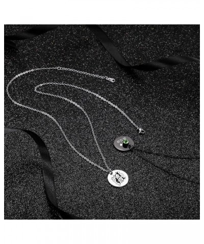 Personalized Round Pendant Necklace Custom Engraving Monogram Initial Letter Name Date for Men Women Birthstone Stainless Ste...