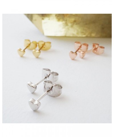 Tiny Heart Stud Earrings in Gold, Rose Gold, or Silver | Minimalist, Delicate Jewelry Silver $10.25 Earrings