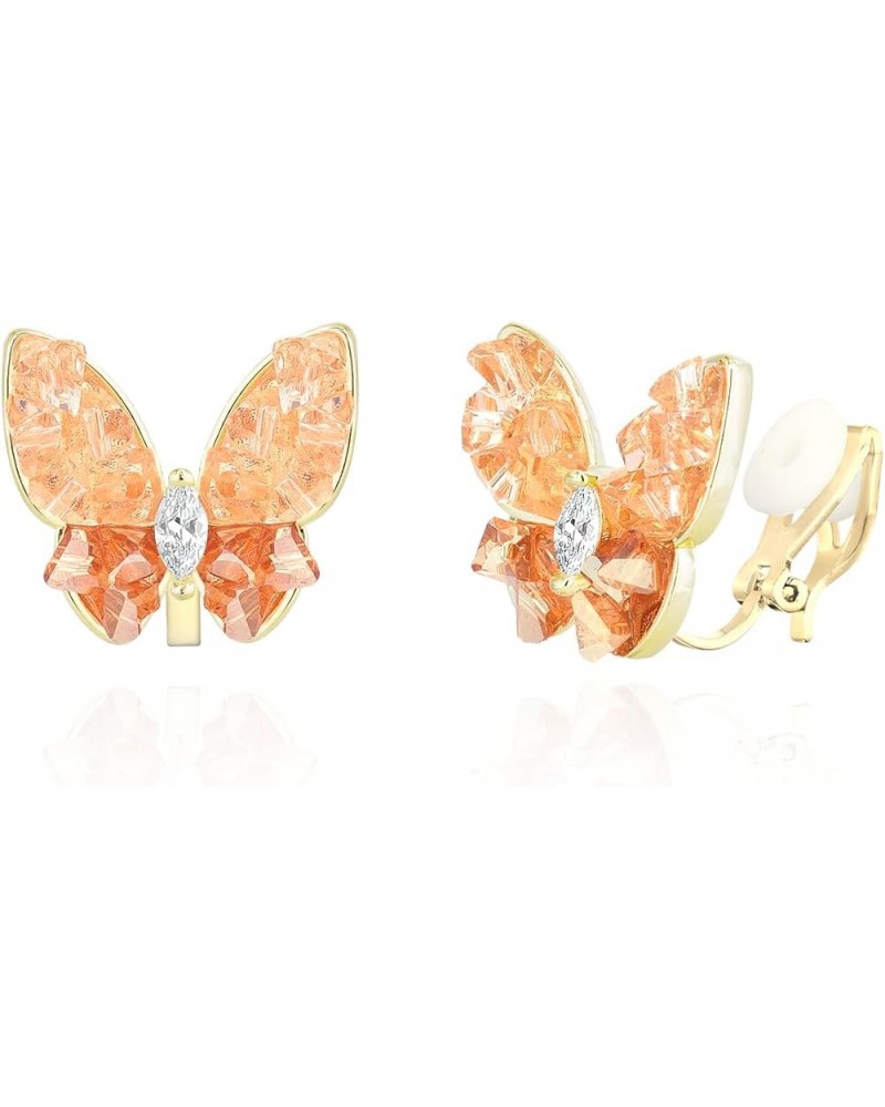 Butterfly Shape Shell Clip On Earrings Golden Non Pierced Stud for Women Girls Champagne Colour $8.69 Earrings