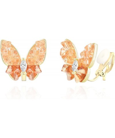 Butterfly Shape Shell Clip On Earrings Golden Non Pierced Stud for Women Girls Champagne Colour $8.69 Earrings