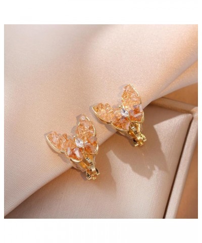 Butterfly Shape Shell Clip On Earrings Golden Non Pierced Stud for Women Girls Champagne Colour $8.69 Earrings