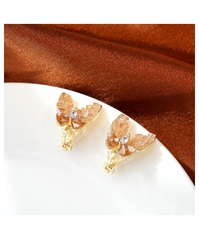 Butterfly Shape Shell Clip On Earrings Golden Non Pierced Stud for Women Girls Champagne Colour $8.69 Earrings