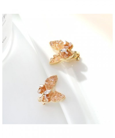 Butterfly Shape Shell Clip On Earrings Golden Non Pierced Stud for Women Girls Champagne Colour $8.69 Earrings