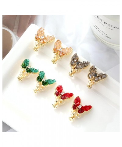 Butterfly Shape Shell Clip On Earrings Golden Non Pierced Stud for Women Girls Champagne Colour $8.69 Earrings