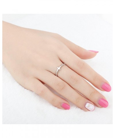 Stainless Steel Christian Sideways Cross Religious Ring Promise Statement Wedding Engagement Silver $9.89 Rings