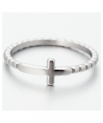 Stainless Steel Christian Sideways Cross Religious Ring Promise Statement Wedding Engagement Silver $9.89 Rings