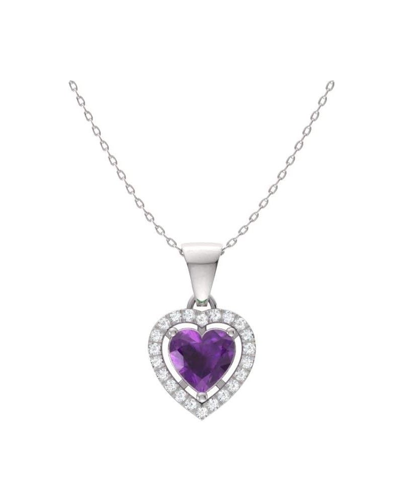 Natural and Certified Gemstone and Diamond Heart Petite Necklace in 14k Solid Gold | 0.45 Carat Pendant with 18 Inch Chain Va...