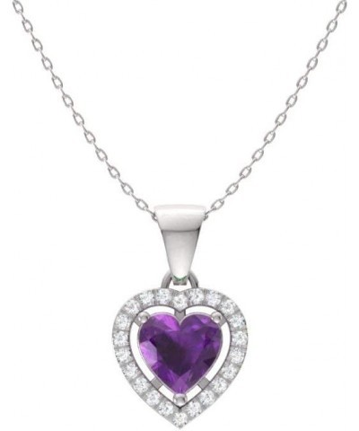 Natural and Certified Gemstone and Diamond Heart Petite Necklace in 14k Solid Gold | 0.45 Carat Pendant with 18 Inch Chain Va...