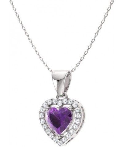 Natural and Certified Gemstone and Diamond Heart Petite Necklace in 14k Solid Gold | 0.45 Carat Pendant with 18 Inch Chain Va...