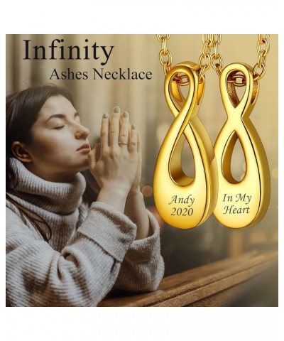 Cremation Urn Necklace for Ashes for Men Women Stainless Steel Memorial Jewelry with Delicate Packaging 01. Infinity-Gold(Cus...