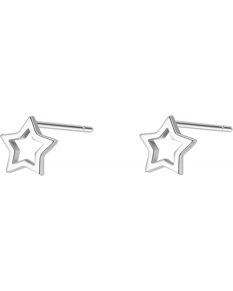 925 Sterling Silver Tiny Star/Crescent Moon/CZ Star and Moon Stud Earrings for Women Girls,Small Cut Out Star Earrings | Dain...