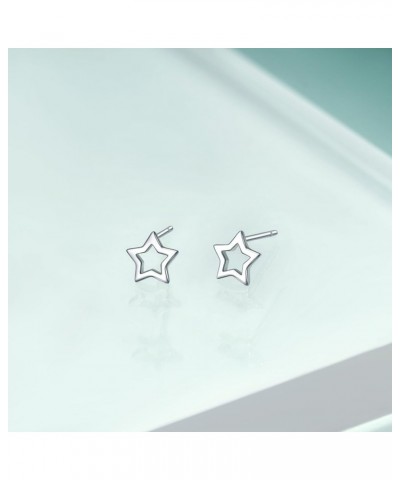 925 Sterling Silver Tiny Star/Crescent Moon/CZ Star and Moon Stud Earrings for Women Girls,Small Cut Out Star Earrings | Dain...