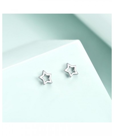 925 Sterling Silver Tiny Star/Crescent Moon/CZ Star and Moon Stud Earrings for Women Girls,Small Cut Out Star Earrings | Dain...