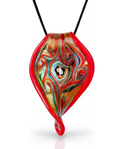 Handmade Murano Inspired Gorgeous Artist Made Red Leaf Glass Pendant Necklace Italian Style Jewelry $10.99 Necklaces