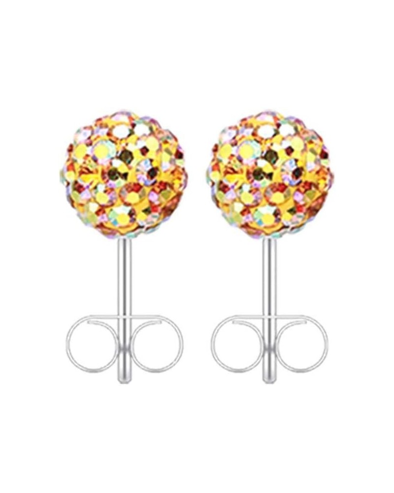 Multi-Sprinkle Dot Multi Gem Aurora Ball Ear Stud Earrings Topaz/Aurora Borealis, Ball Size: 10mm $10.19 Earrings