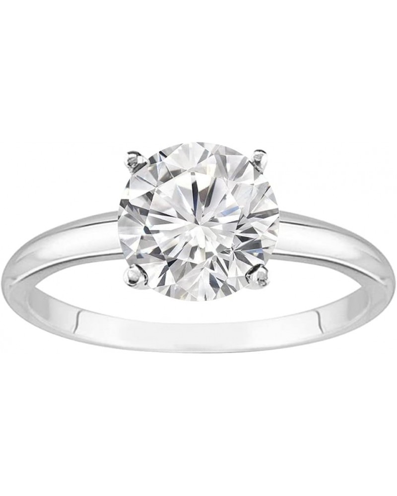 14K White Gold 3 Carat Lab Grown 4 Prong Solitaire Round Cut IGI CERTIFIED Diamond Engagement Ring (3 Ct,H-I Color VS1-VS2 Cl...