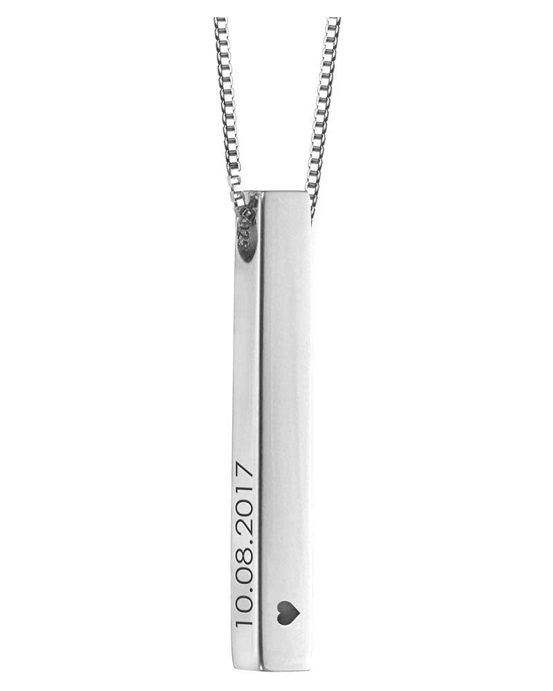 MYKA - Personalized Dimensional 3D Bar Engraved Name Necklace in Sterling Silver/Gold Plated – Custom Made Jewelry – Gift for...