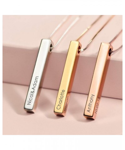 MYKA - Personalized Dimensional 3D Bar Engraved Name Necklace in Sterling Silver/Gold Plated – Custom Made Jewelry – Gift for...