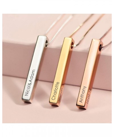 MYKA - Personalized Dimensional 3D Bar Engraved Name Necklace in Sterling Silver/Gold Plated – Custom Made Jewelry – Gift for...