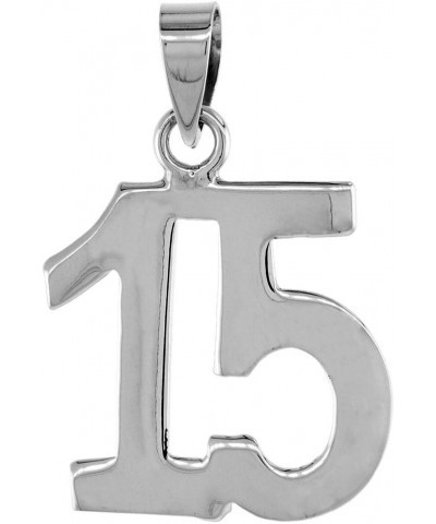 Sterling Silver Number 15 Necklace for Jersey Numbers & Recovery High Polish 3/4 inch, 2mm Curb Chain 24-inch-Necklace $23.61...