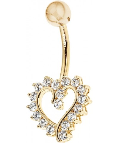 14k Solid Gold Cubic Zirconia Open Heart Belly Button Navel Ring Body Art (Yellow or White) Yellow Gold $58.64 Rings