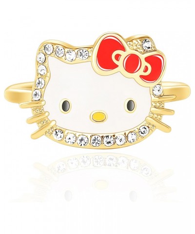 Sanrio Womens Enamel and Crystal Face Ring Size 7, 18kt Yellow Flash Plated Ring Officially Licensed $12.18 Rings