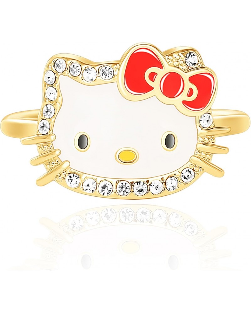 Sanrio Womens Enamel and Crystal Face Ring Size 7, 18kt Yellow Flash Plated Ring Officially Licensed $12.18 Rings