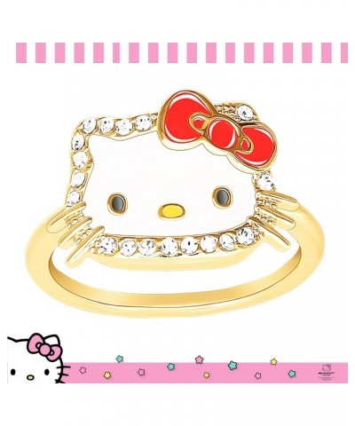 Sanrio Womens Enamel and Crystal Face Ring Size 7, 18kt Yellow Flash Plated Ring Officially Licensed $12.18 Rings