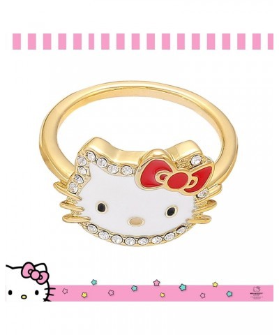 Sanrio Womens Enamel and Crystal Face Ring Size 7, 18kt Yellow Flash Plated Ring Officially Licensed $12.18 Rings