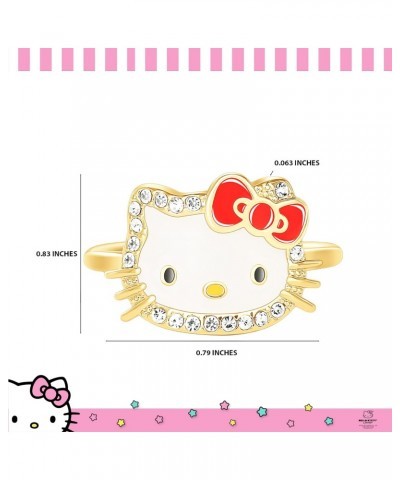 Sanrio Womens Enamel and Crystal Face Ring Size 7, 18kt Yellow Flash Plated Ring Officially Licensed $12.18 Rings