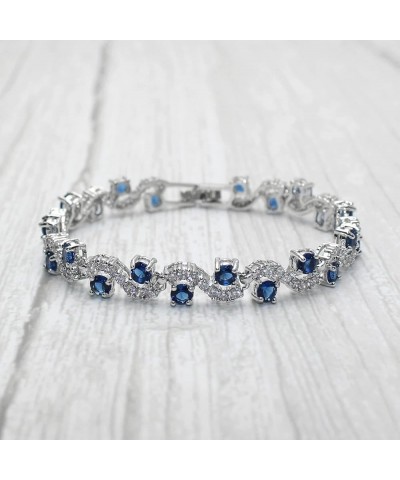 24K White Gold Bracelet With Sapphire Moissanite Bracelet For Women Girl Birthday Gifts Tennis Bracelet for Women Style 1 18k...