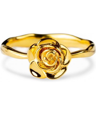 Story Jewellery Gold Plated Sterling Silver Rose Flower Promise Rings for Women, Dainty Rose Jewelry Gifts for Her, Birthday ...