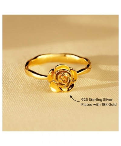 Story Jewellery Gold Plated Sterling Silver Rose Flower Promise Rings for Women, Dainty Rose Jewelry Gifts for Her, Birthday ...