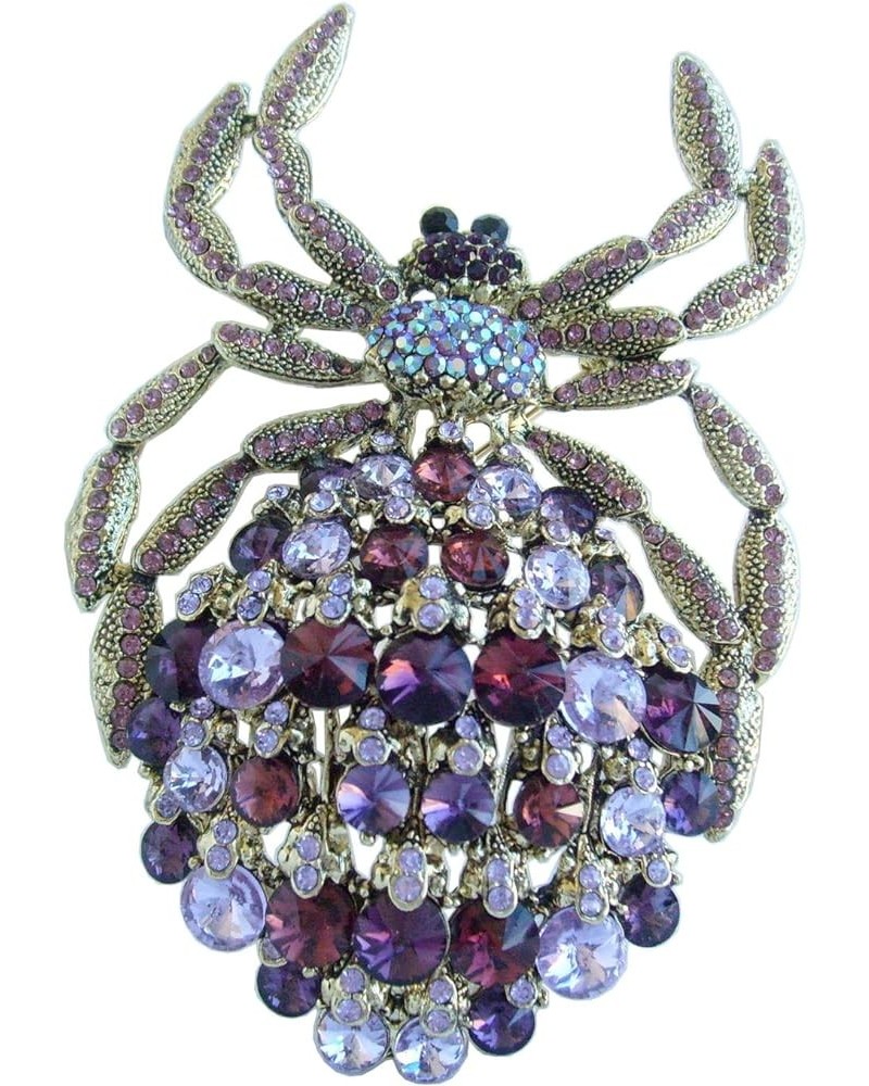 Sindary 4.33" Gorgeous Spider Brooch Pin Insect Pendant Rhinestone Crystal BZ4792 Gold-Tone Purple $8.78 Brooches & Pins