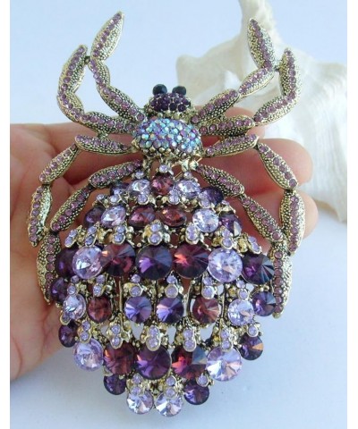 Sindary 4.33" Gorgeous Spider Brooch Pin Insect Pendant Rhinestone Crystal BZ4792 Gold-Tone Purple $8.78 Brooches & Pins