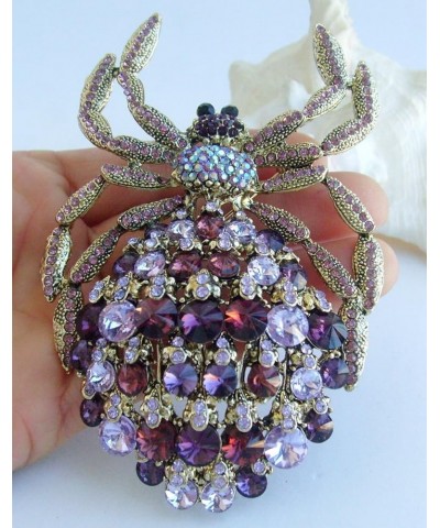 Sindary 4.33" Gorgeous Spider Brooch Pin Insect Pendant Rhinestone Crystal BZ4792 Gold-Tone Purple $8.78 Brooches & Pins