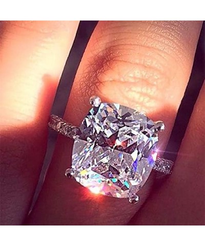 Classic Four Prong White Cubic Zirconia 4 Carat Princess Cut Cubic Zirconia CZ Silver 925 Wedding Engagement Ring US Code 10 ...