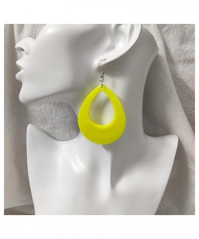 80s Neon Earrings Halloween Elliptic Droplets Earrings Retro Acrylic Earrings Women Jewelry 80's Party yellow $5.29 Earrings