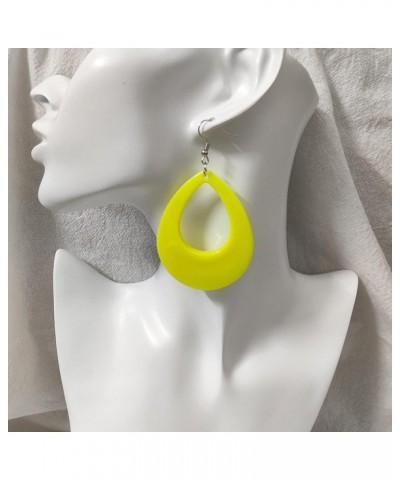 80s Neon Earrings Halloween Elliptic Droplets Earrings Retro Acrylic Earrings Women Jewelry 80's Party yellow $5.29 Earrings