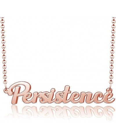 18k Gold Plated Meaningful Personalized Everyday Custom Name Plate Word Necklace Persistence $9.17 Necklaces