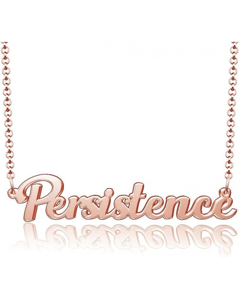 18k Gold Plated Meaningful Personalized Everyday Custom Name Plate Word Necklace Persistence $9.17 Necklaces