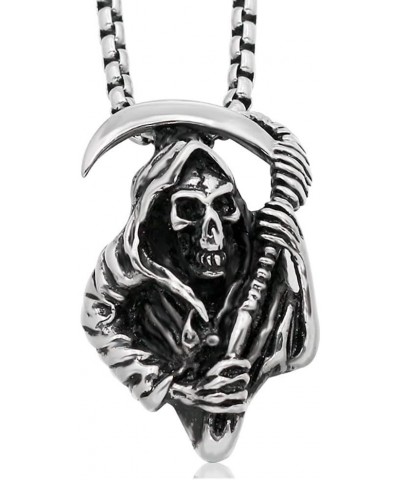 Men's Punk Necklace Pendant for Men Boys with 23.6'' Stainless Steel Box Chain The Death $5.19 Necklaces